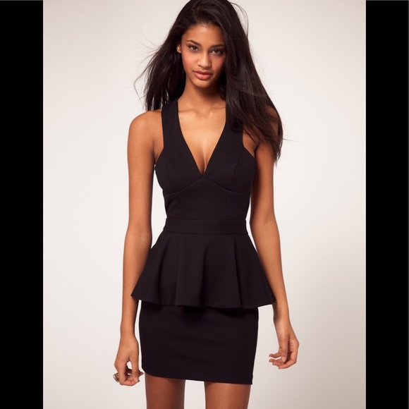 asos black peplum dress